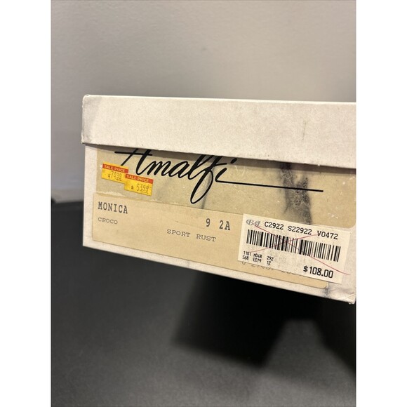 Vintage AMALFI Brown Leather Croco Textured MONICA Heels Womens 9AA Italy-B124 - Picture 10 of 11